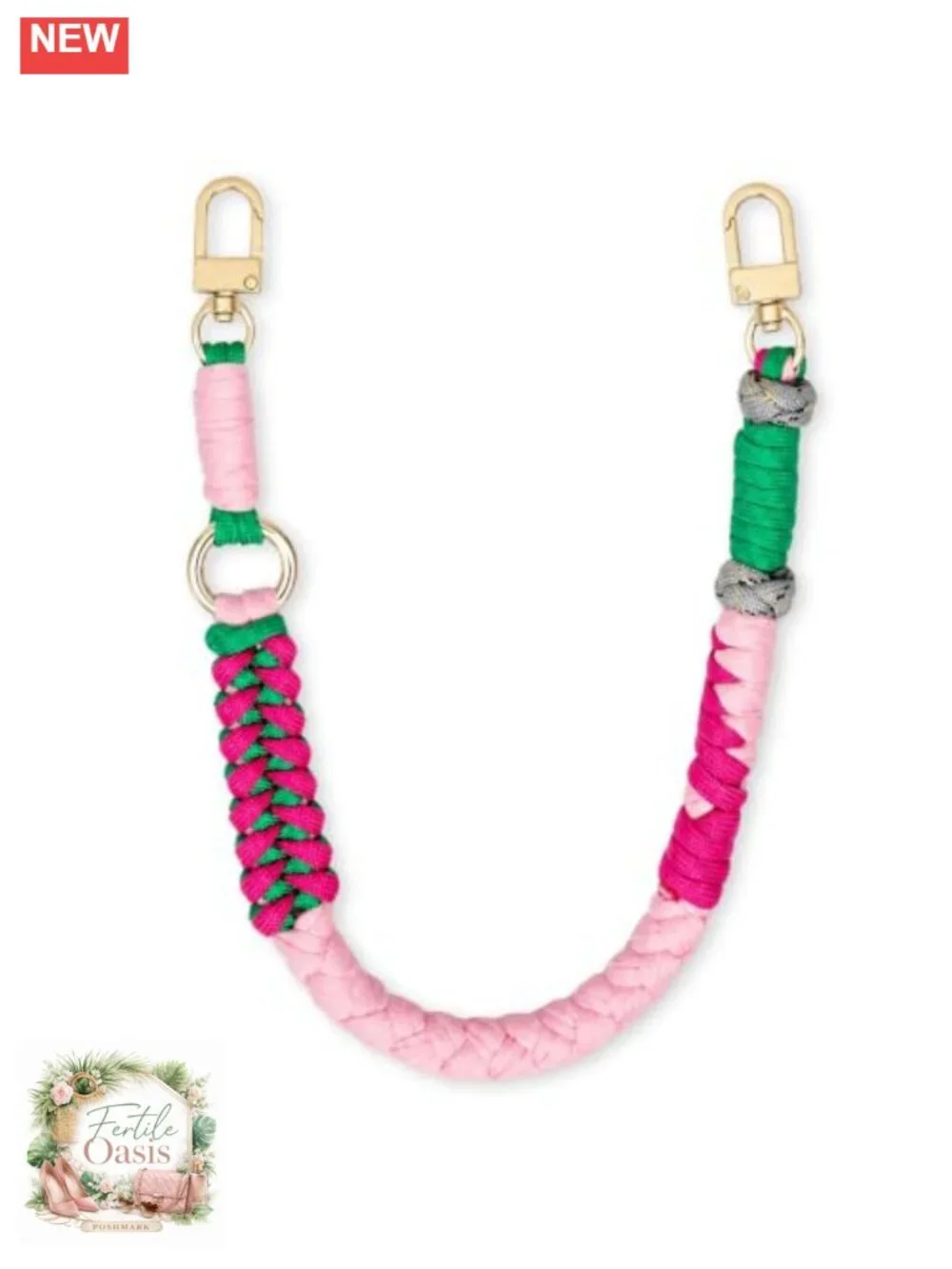 Handcrafted Braided Nylon Purse Chain Bag Charm 15.7 Inch Lobster Clasp